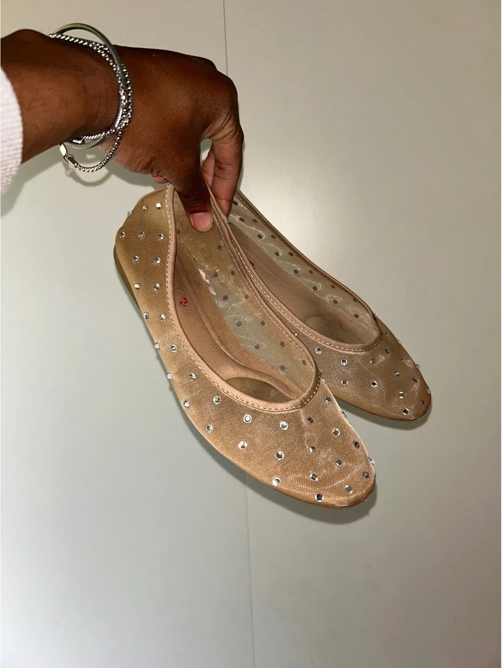 Beige Studded Ballet Flats Women's Size 7